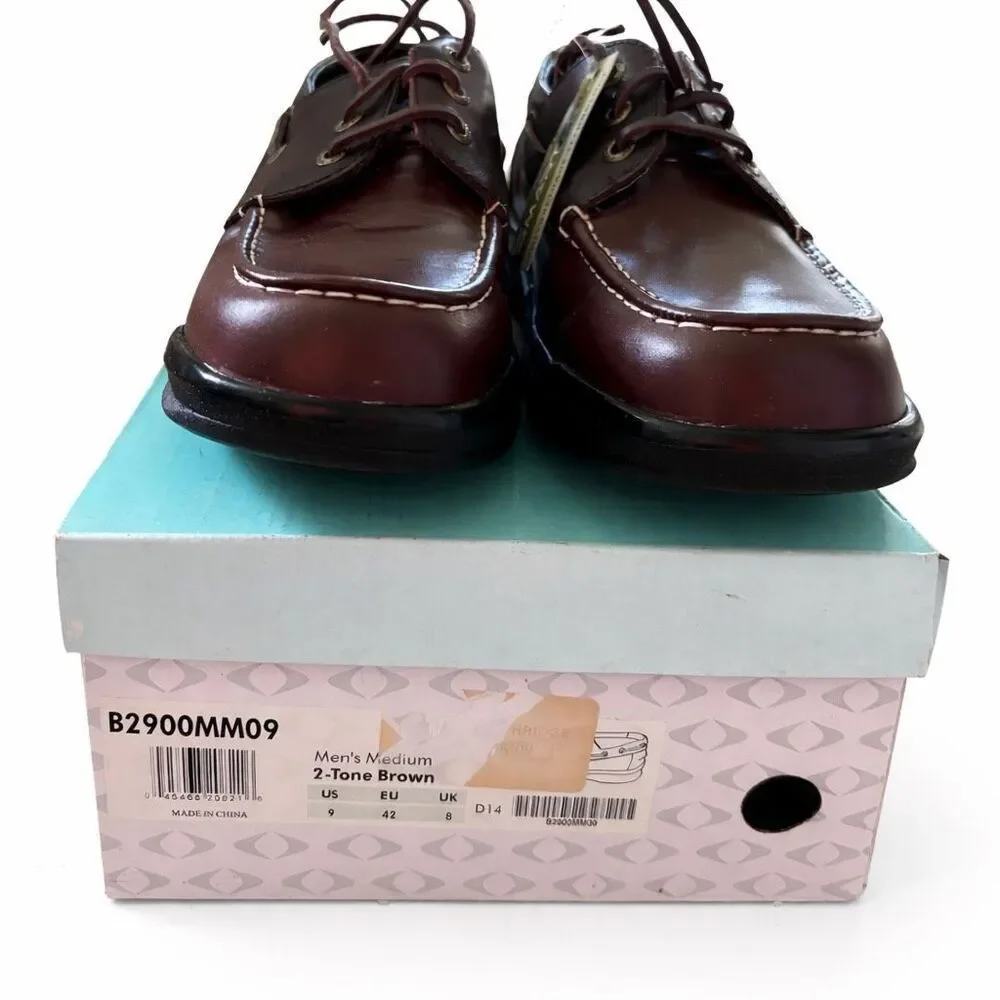 APEX B2900MM Size Men’s 9 Medium 2 Tone Brown Comfort Boat Shoes *New*